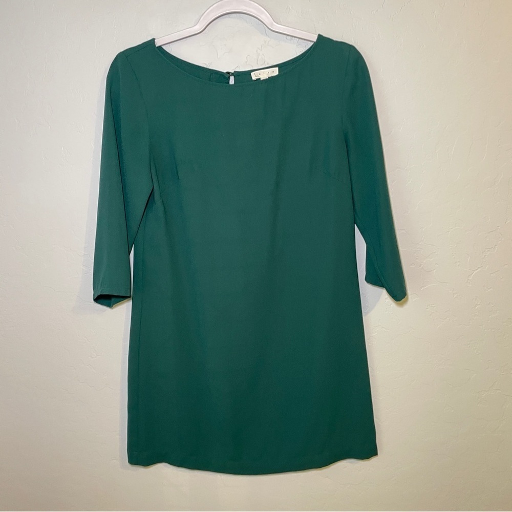 Leith Forest Green Boatneck Crepe Dress w/ Keyhole‎ and 3/4th Sleeve XS - Picture 2 of 5